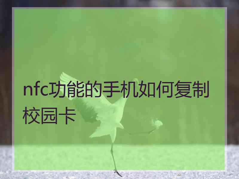 nfc功能的手机如何复制校园卡