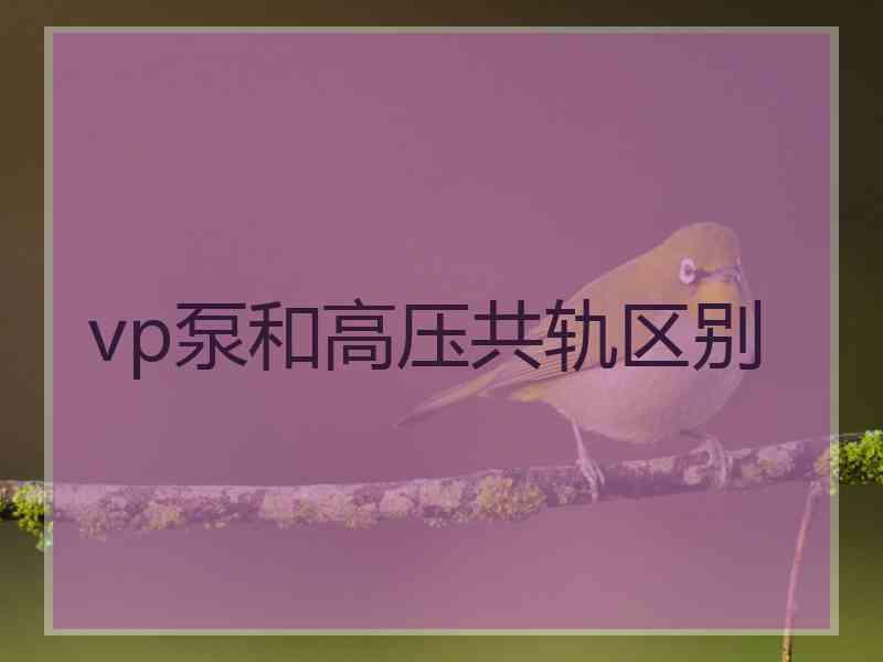 vp泵和高压共轨区别