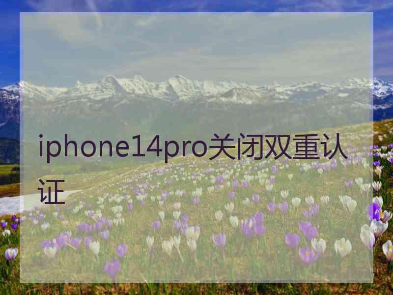 iphone14pro关闭双重认证