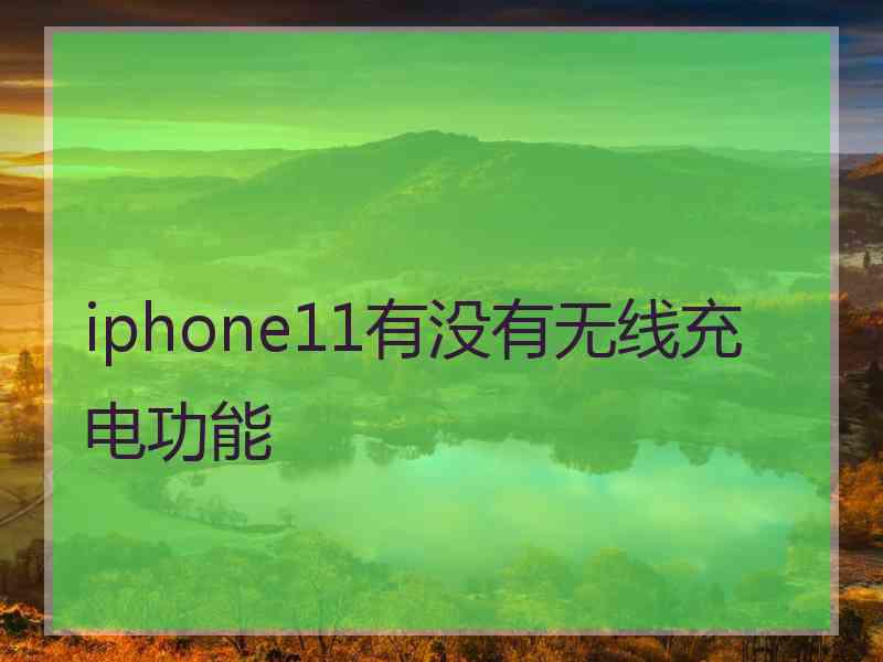 iphone11有没有无线充电功能