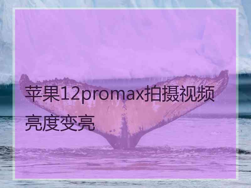 苹果12promax拍摄视频亮度变亮