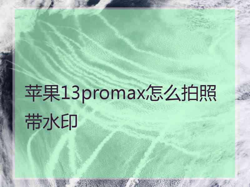 苹果13promax怎么拍照带水印