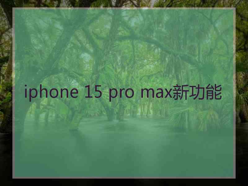 iphone 15 pro max新功能