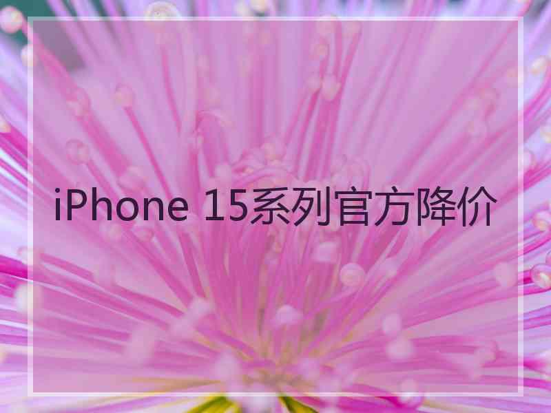 iPhone 15系列官方降价