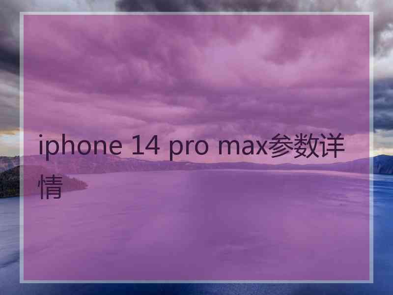 iphone 14 pro max参数详情