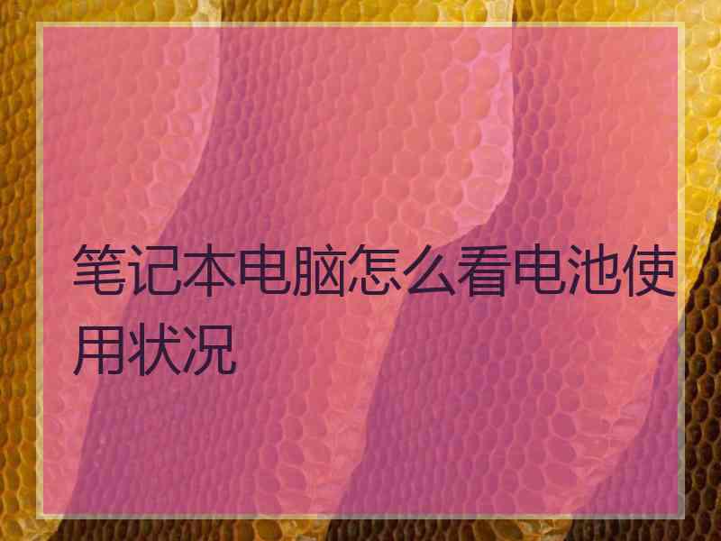 笔记本电脑怎么看电池使用状况