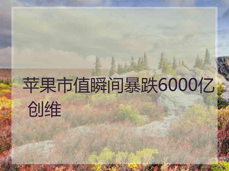 苹果市值瞬间暴跌6000亿 创维