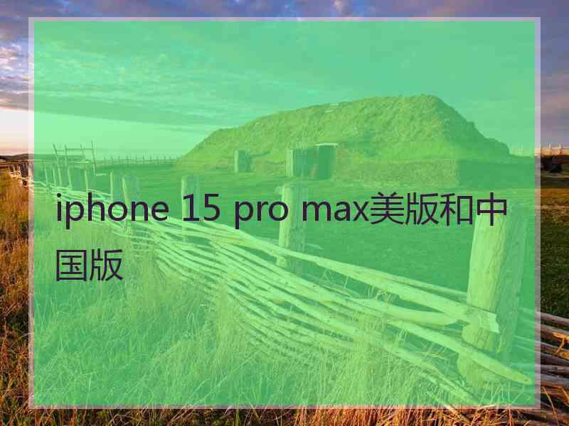 iphone 15 pro max美版和中国版