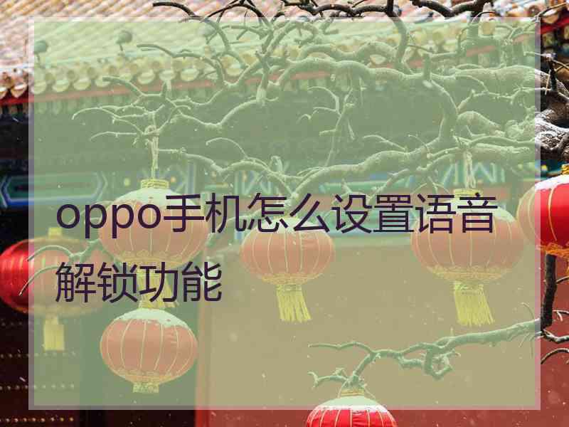 oppo手机怎么设置语音解锁功能