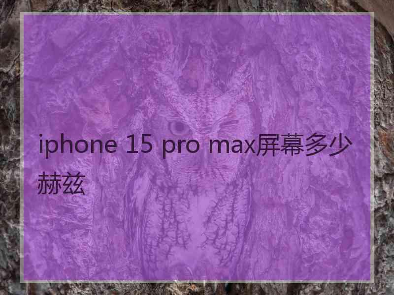 iphone 15 pro max屏幕多少赫兹