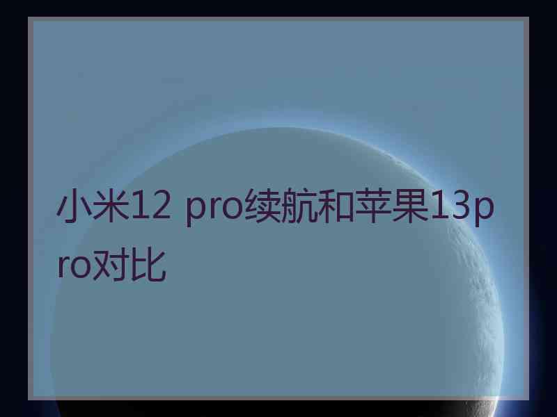 小米12 pro续航和苹果13pro对比