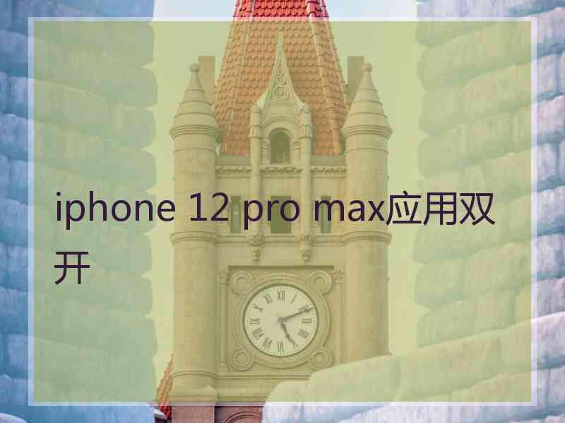 iphone 12 pro max应用双开