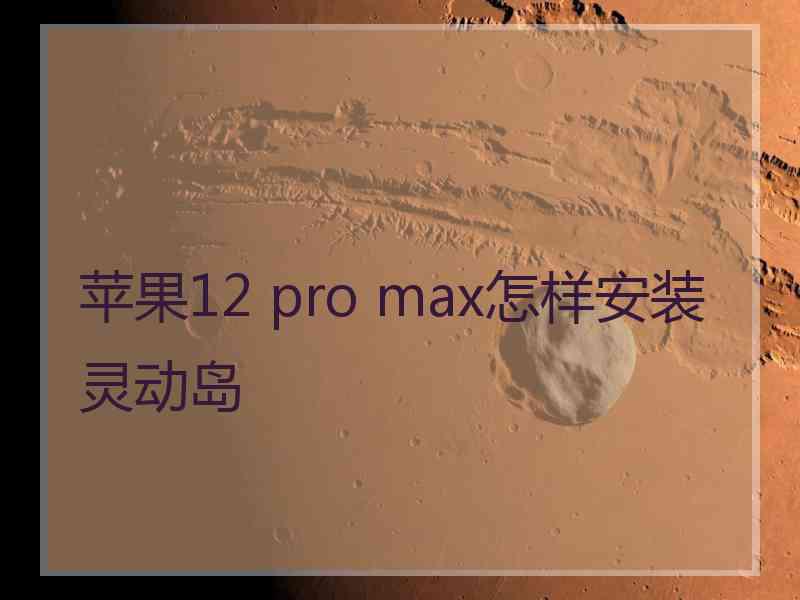 苹果12 pro max怎样安装灵动岛