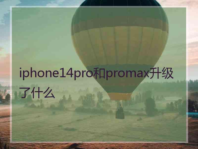 iphone14pro和promax升级了什么