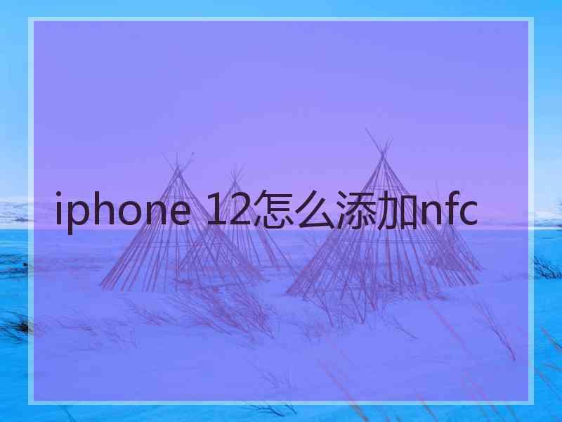 iphone 12怎么添加nfc