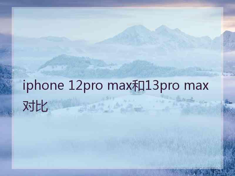 iphone 12pro max和13pro max对比