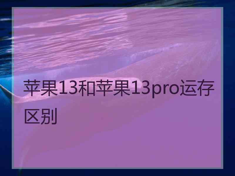 苹果13和苹果13pro运存区别