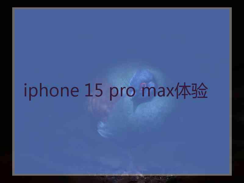 iphone 15 pro max体验