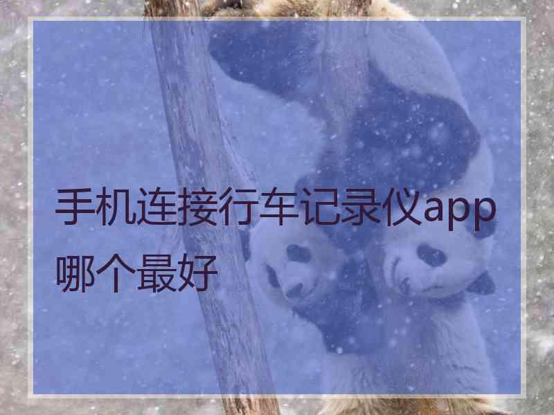 手机连接行车记录仪app哪个最好