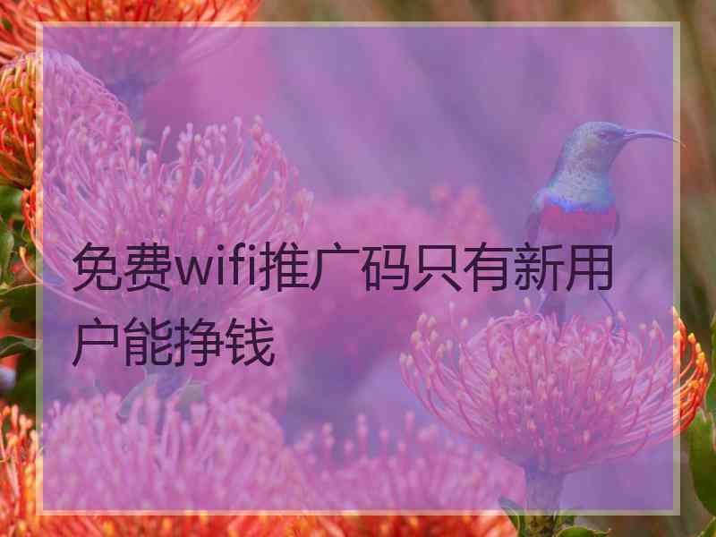 免费wifi推广码只有新用户能挣钱