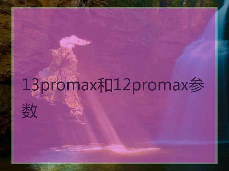 13promax和12promax参数