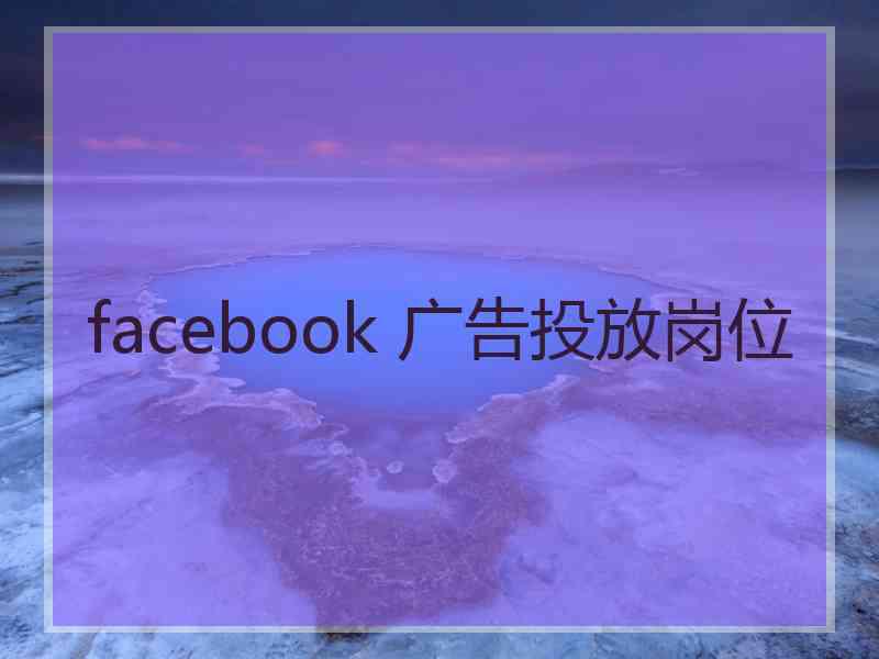 facebook 广告投放岗位