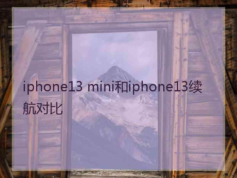 iphone13 mini和iphone13续航对比