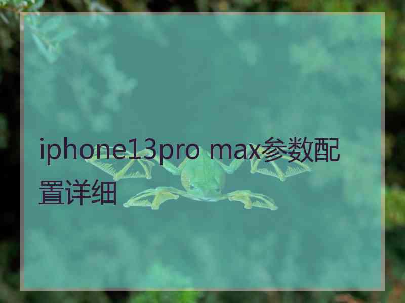 iphone13pro max参数配置详细