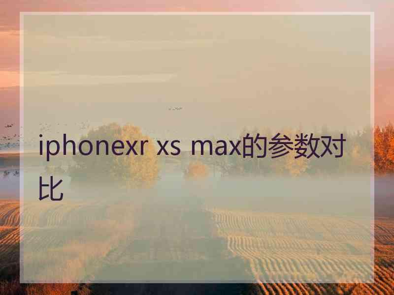 iphonexr xs max的参数对比