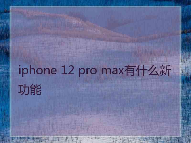 iphone 12 pro max有什么新功能