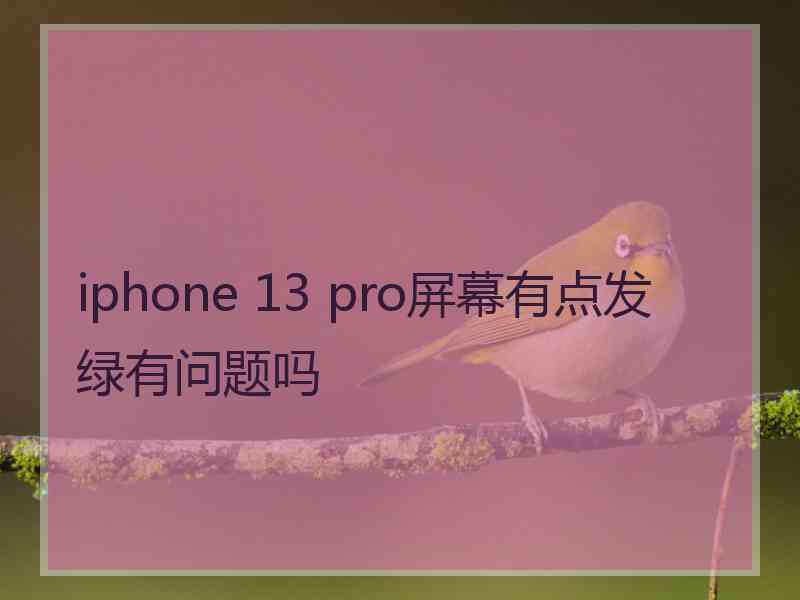 iphone 13 pro屏幕有点发绿有问题吗