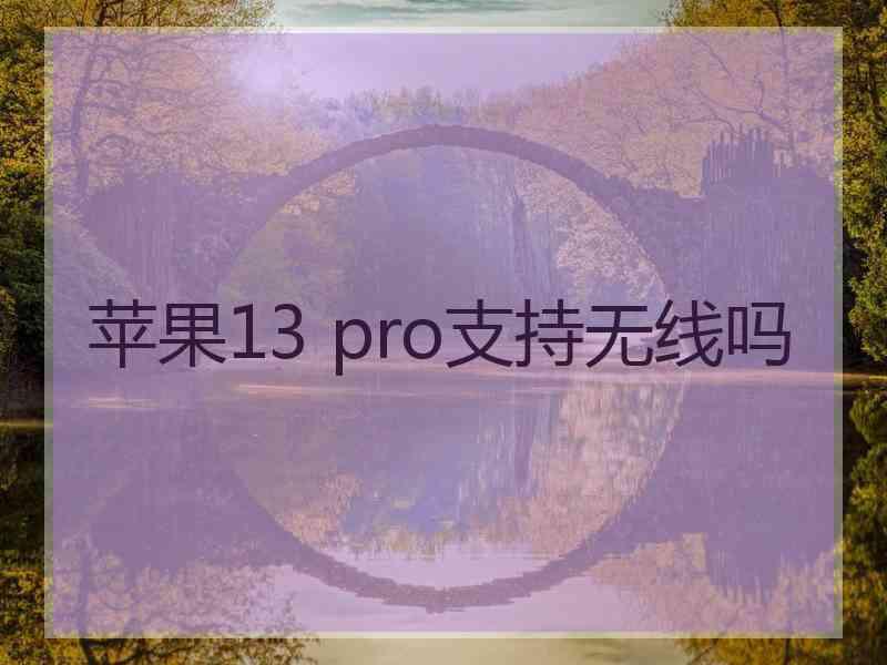 苹果13 pro支持无线吗