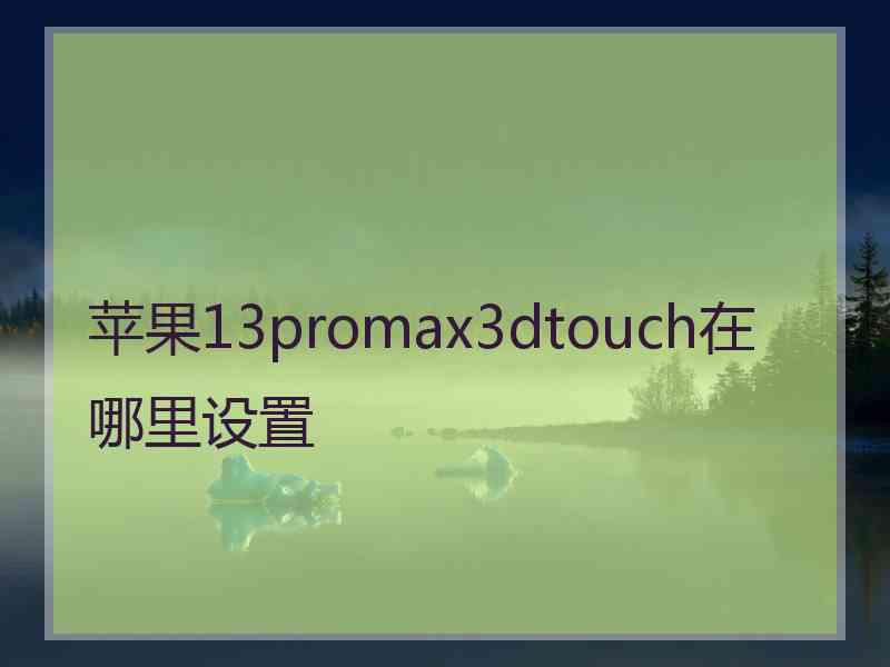 苹果13promax3dtouch在哪里设置