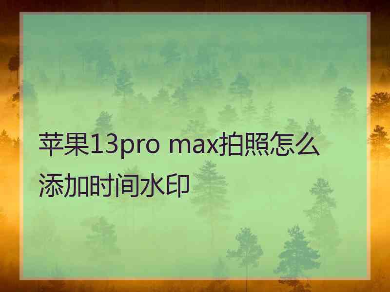 苹果13pro max拍照怎么添加时间水印