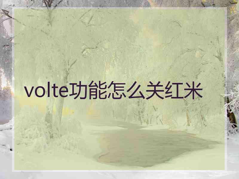 volte功能怎么关红米