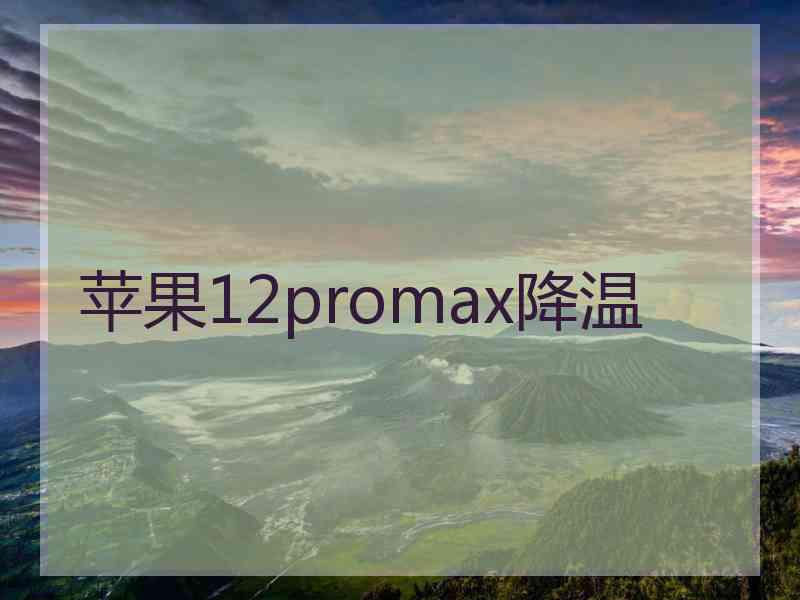 苹果12promax降温