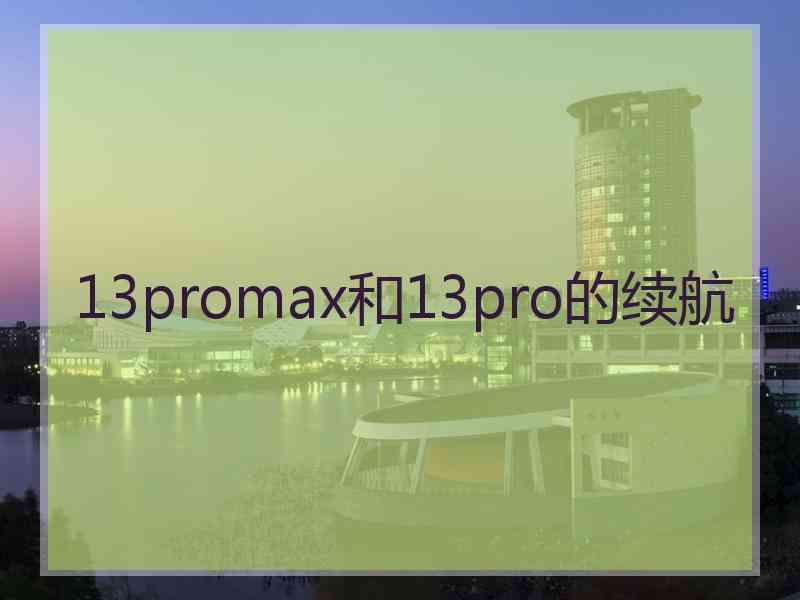 13promax和13pro的续航