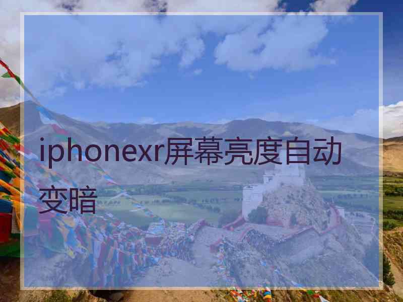 iphonexr屏幕亮度自动变暗