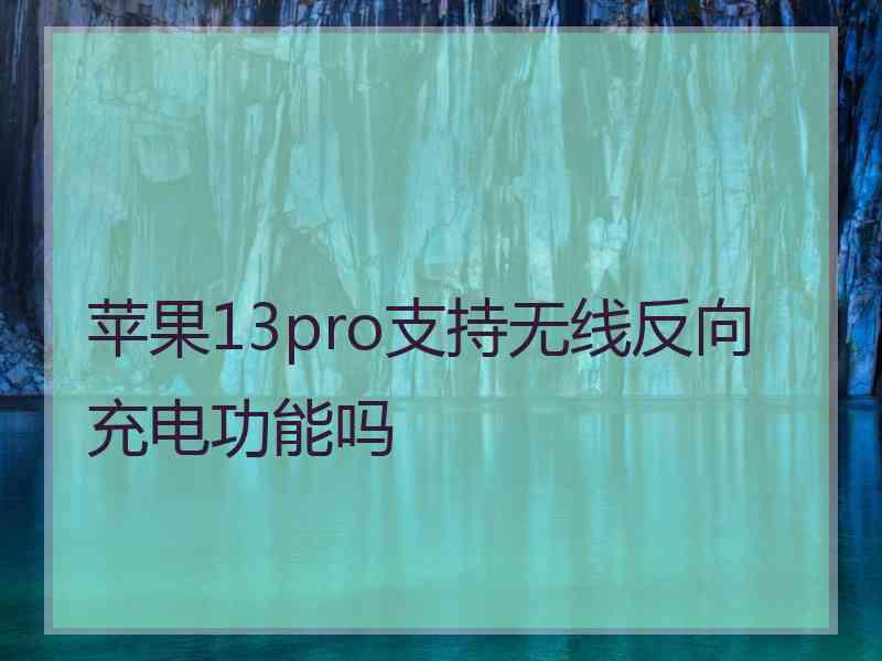 苹果13pro支持无线反向充电功能吗