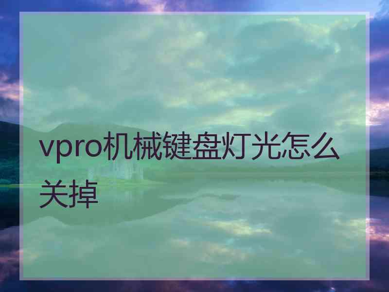 vpro机械键盘灯光怎么关掉