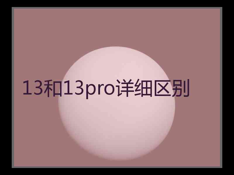 13和13pro详细区别