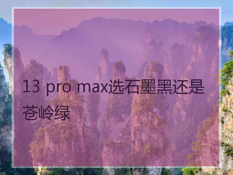 13 pro max选石墨黑还是苍岭绿