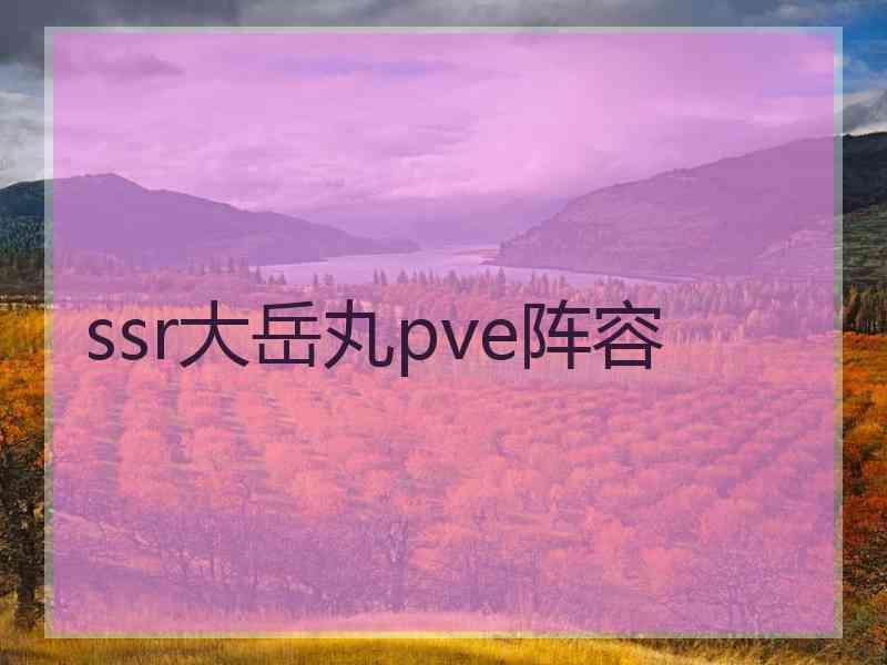 ssr大岳丸pve阵容