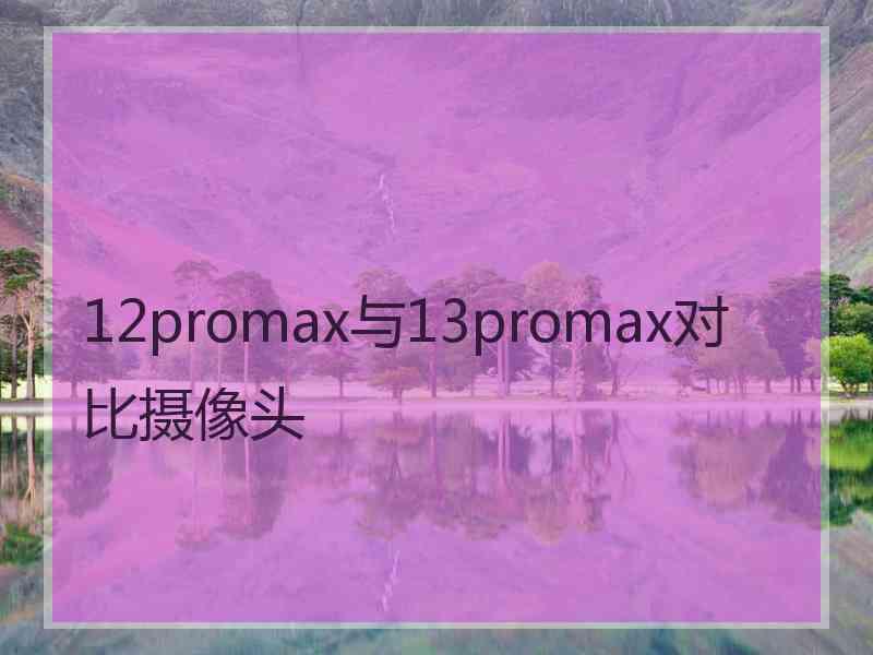 12promax与13promax对比摄像头