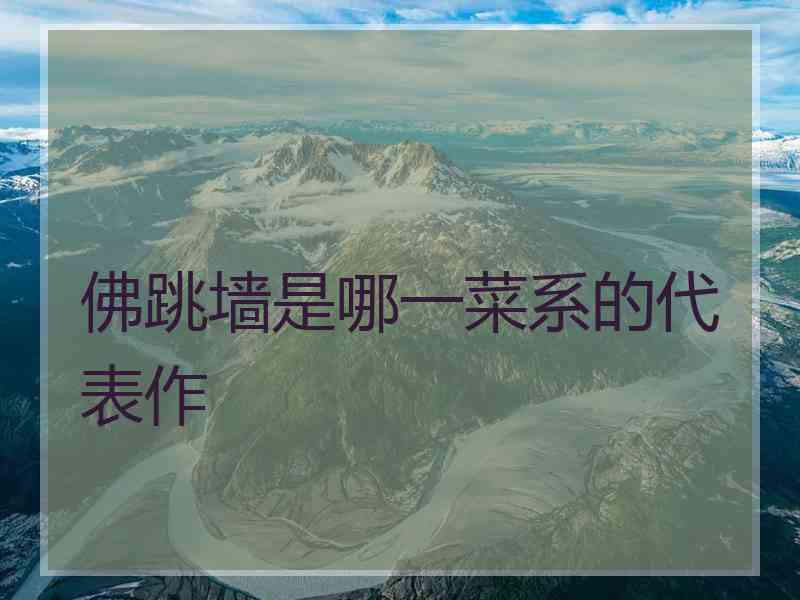 佛跳墙是哪一菜系的代表作