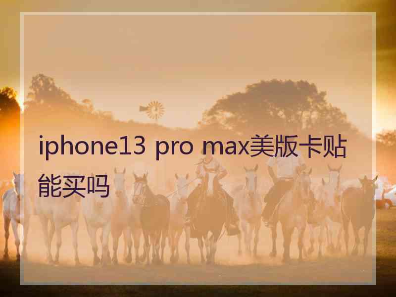 iphone13 pro max美版卡贴能买吗