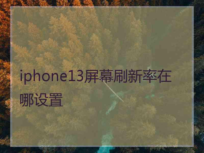 iphone13屏幕刷新率在哪设置