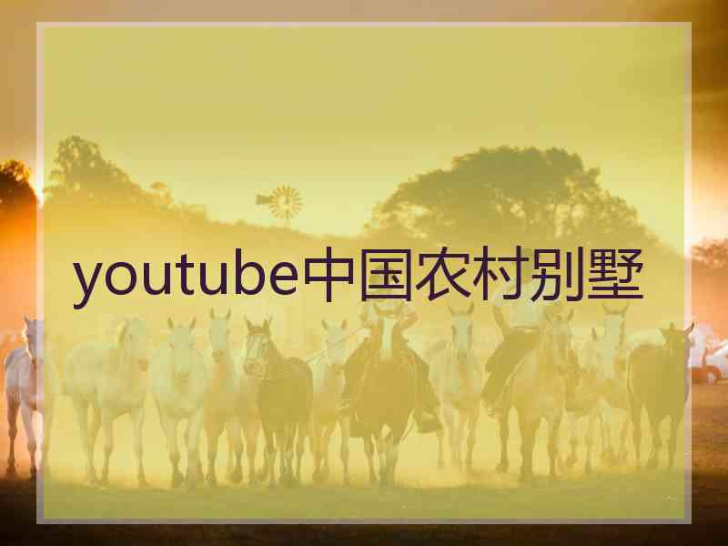 youtube中国农村别墅