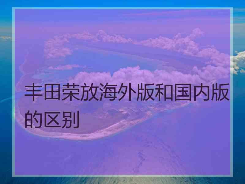 丰田荣放海外版和国内版的区别