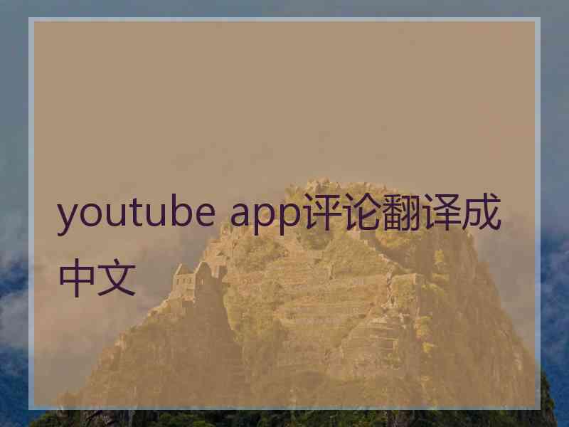 youtube app评论翻译成中文